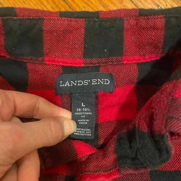 Lands' End Men's Traditional Fit Flagship Flannel Shirt - Picture 7 of 7